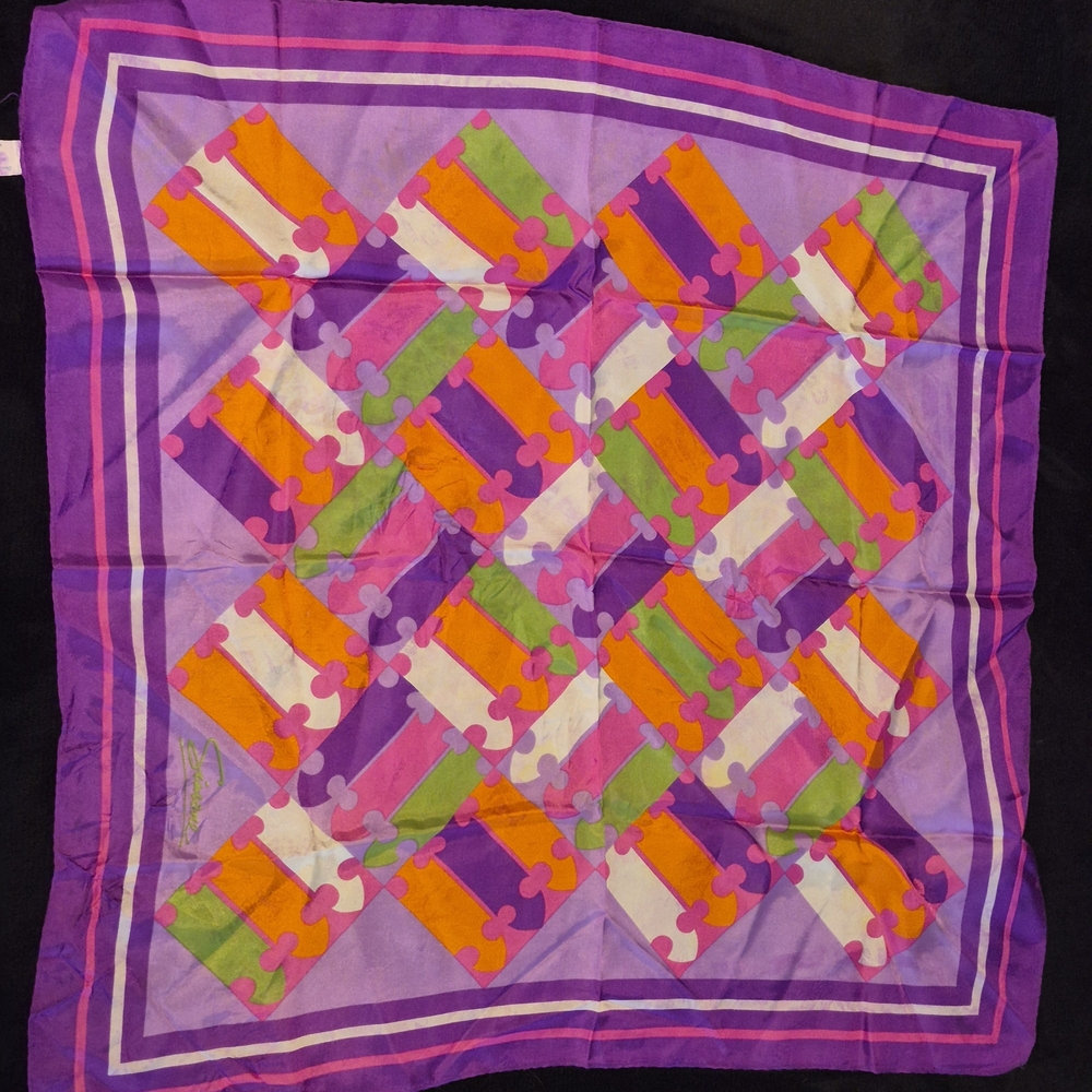 Vintage Simone Designer Rain Scarf Japan Geometric Mod Acetate